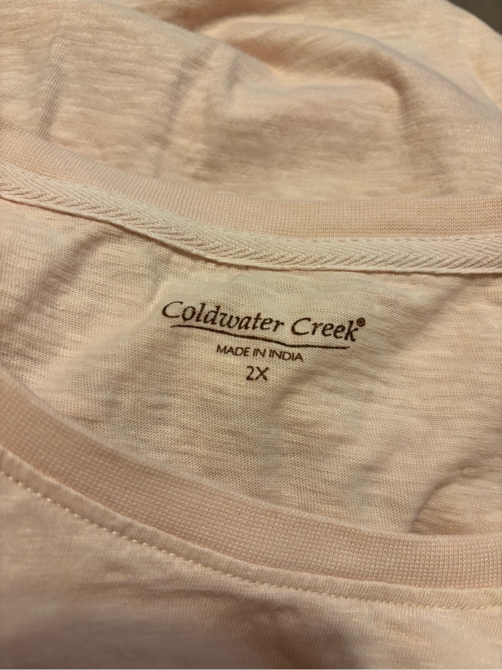Coldwater Creek Peach Embroidered Floral Long Sleeve Tee - Picture 4 of 5